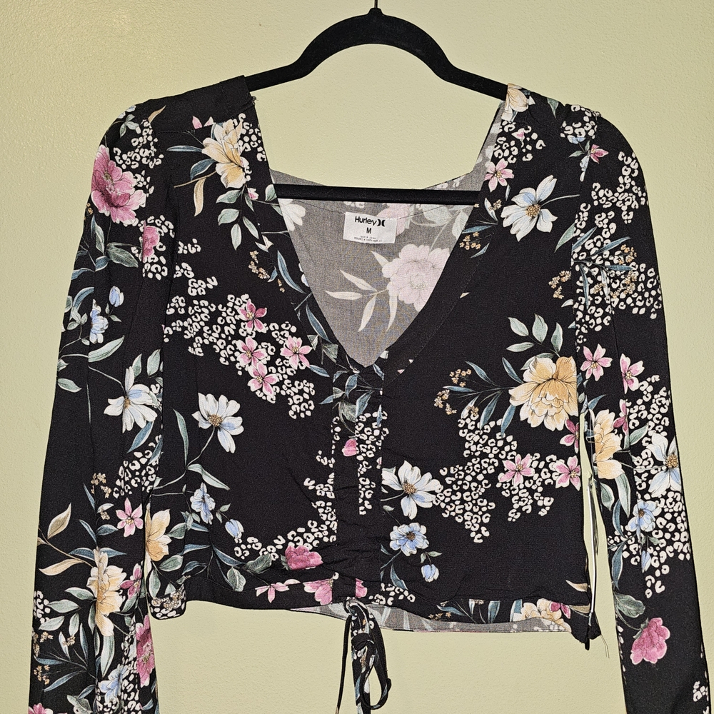 Floral Black Long Sleeve Top